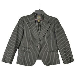 Vintage Y2K‎ Polo Jeans Ralph Lauren Pinstripe Linen Blazer Women's L coquette